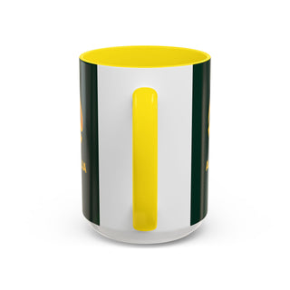 Australia Soccer Logo Accent Coffee Mug | Yellow Handle, Green Exterior