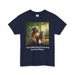 Funny Animal Video Lover Tee, Unisex T-Shirt, Dog and Cat Lovers Gift, Casual Wear, Pet Enthusiast Apparel