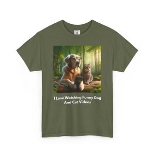 Funny Animal Video Lover Tee, Unisex T-Shirt, Dog and Cat Lovers Gift, Casual Wear, Pet Enthusiast Apparel