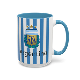 Argentina Football Crest Mug | Striped Accent Coffee Mug