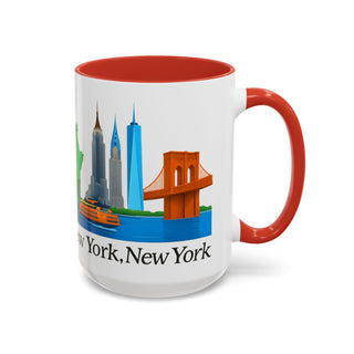 Cityscape Accent Mug - New York, New York, Travel Coffee Cup, Urban Skyline Tea Mug, Big Apple Souvenir, NYC Gift
