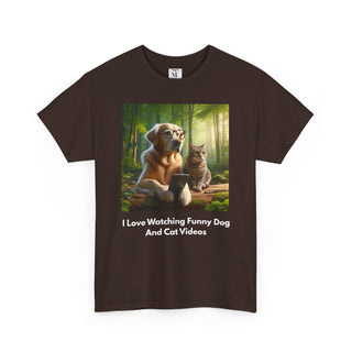 Funny Animal Video Lover Tee, Unisex T-Shirt, Dog and Cat Lovers Gift, Casual Wear, Pet Enthusiast Apparel