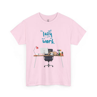 Lazy Work Unisex Heavy Cotton Tee | Funny Office Shirt, Gift for Remote Workers, Casual Wear, Relaxed Fit, Quirky T-Shirt