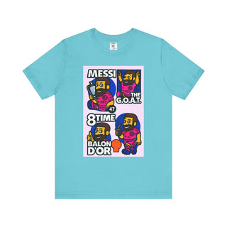 Messi G.O.A.T. Unisex Tee, Fun Sports Shirt, Casual Wear, Gift for Soccer Fans, Sports Event Attire, Birthday Gift, Graphic Tee