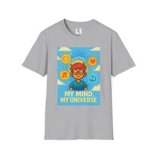 Mindful Universe Graphic Tee - Unisex Softstyle T-Shirt, Acceptance Shirt, Positive Vibes, Mental Wellness Gift, Casual Wear