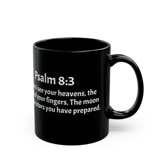 Inspirational Bible Verse Mug, Black Coffee Cup, Perfect for Any Occasion. Night Sky Mug.