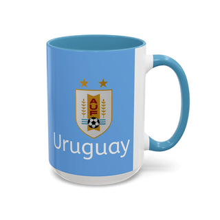 Uruguay Crest Logo Accent Coffee Mug | Light Blue 11oz 15oz