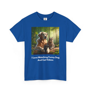 Funny Animal Video Lover Tee, Unisex T-Shirt, Dog and Cat Lovers Gift, Casual Wear, Pet Enthusiast Apparel