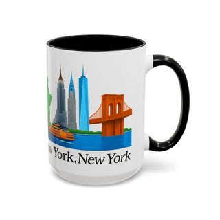Cityscape Accent Mug - New York, New York, Travel Coffee Cup, Urban Skyline Tea Mug, Big Apple Souvenir, NYC Gift
