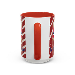 Norway Crest Accent Coffee Mug | Norwegian Flag Stripe Ceramic