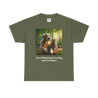 Funny Animal Video Lover Tee, Unisex T-Shirt, Dog and Cat Lovers Gift, Casual Wear, Pet Enthusiast Apparel