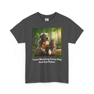 Funny Animal Video Lover Tee, Unisex T-Shirt, Dog and Cat Lovers Gift, Casual Wear, Pet Enthusiast Apparel