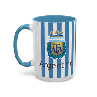 Argentina Football Crest Mug | Striped Accent Coffee Mug