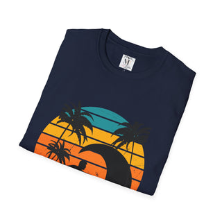 Surfing Sunset Unisex Softstyle T-Shirt, Summer Beach Tee, Casual Wear, Gifts for Surfers, Vacation Outfit
