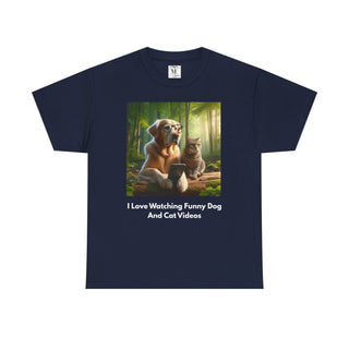 Funny Animal Video Lover Tee, Unisex T-Shirt, Dog and Cat Lovers Gift, Casual Wear, Pet Enthusiast Apparel