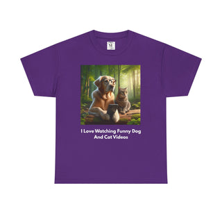 Funny Animal Video Lover Tee, Unisex T-Shirt, Dog and Cat Lovers Gift, Casual Wear, Pet Enthusiast Apparel