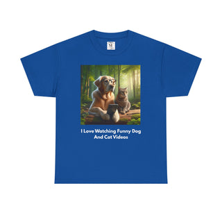 Funny Animal Video Lover Tee, Unisex T-Shirt, Dog and Cat Lovers Gift, Casual Wear, Pet Enthusiast Apparel