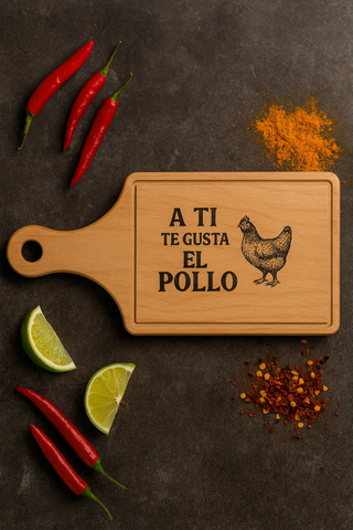 Engraved Wooden Cutting Board with Chicken Design, Kitchen Gift.