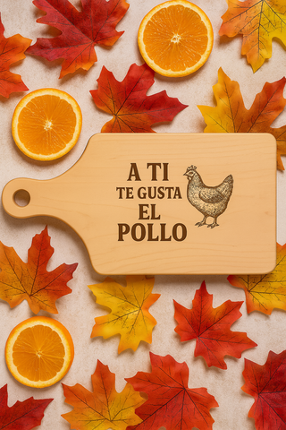 Engraved Wooden Cutting Board with Chicken Design, Kitchen Gift.