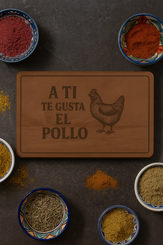 Engraved Wooden Cutting Board with Chicken Design, Kitchen Gift.
