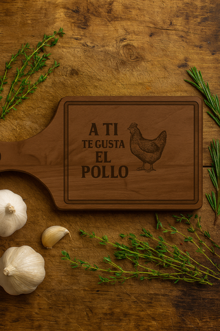 Engraved Wooden Cutting Board with Chicken Design, Kitchen Gift.