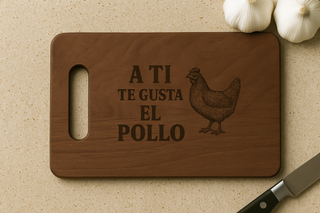 Engraved Wooden Cutting Board with Chicken Design, Kitchen Gift.