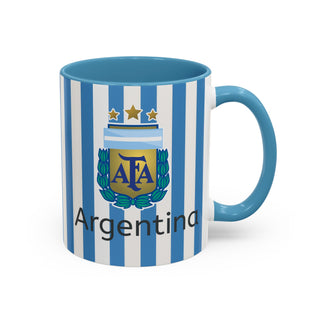 Argentina Football Crest Mug | Striped Accent Coffee Mug