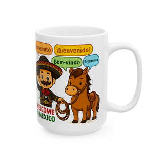 Welcome to Mexico Ceramic Mug | Fun Travel Gift, Unique Coffee Cup, Cultural Souvenir, Character Mug, Language Themed Drinkware