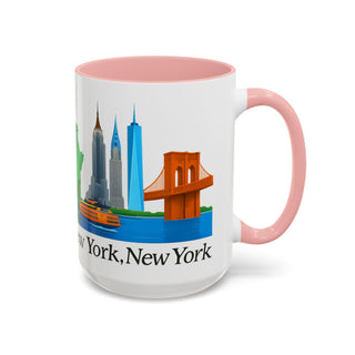 Cityscape Accent Mug - New York, New York, Travel Coffee Cup, Urban Skyline Tea Mug, Big Apple Souvenir, NYC Gift