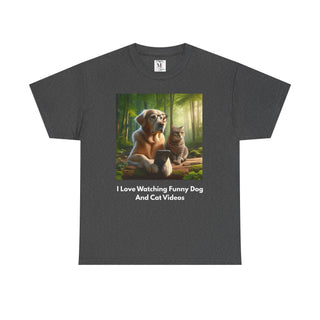 Funny Animal Video Lover Tee, Unisex T-Shirt, Dog and Cat Lovers Gift, Casual Wear, Pet Enthusiast Apparel