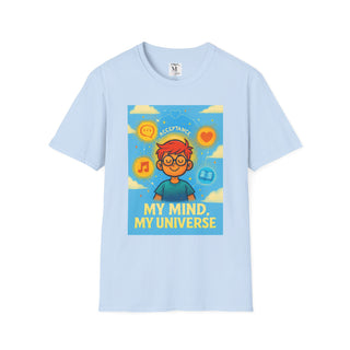 Mindful Universe Graphic Tee - Unisex Softstyle T-Shirt, Acceptance Shirt, Positive Vibes, Mental Wellness Gift, Casual Wear