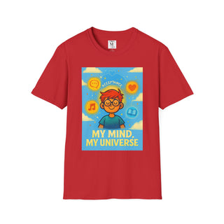 Mindful Universe Graphic Tee - Unisex Softstyle T-Shirt, Acceptance Shirt, Positive Vibes, Mental Wellness Gift, Casual Wear