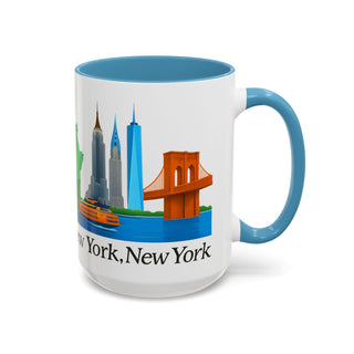 Cityscape Accent Mug - New York, New York, Travel Coffee Cup, Urban Skyline Tea Mug, Big Apple Souvenir, NYC Gift