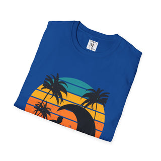Surfing Sunset Unisex Softstyle T-Shirt, Summer Beach Tee, Casual Wear, Gifts for Surfers, Vacation Outfit