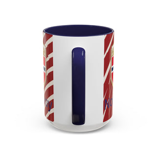 Norway Crest Accent Coffee Mug | Norwegian Flag Stripe Ceramic