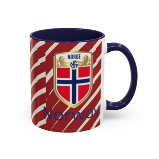 Norway Crest Accent Coffee Mug | Norwegian Flag Stripe Ceramic
