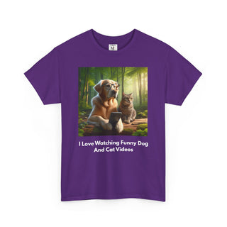 Funny Animal Video Lover Tee, Unisex T-Shirt, Dog and Cat Lovers Gift, Casual Wear, Pet Enthusiast Apparel