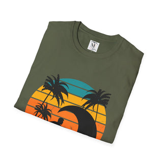 Surfing Sunset Unisex Softstyle T-Shirt, Summer Beach Tee, Casual Wear, Gifts for Surfers, Vacation Outfit