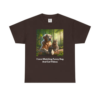 Funny Animal Video Lover Tee, Unisex T-Shirt, Dog and Cat Lovers Gift, Casual Wear, Pet Enthusiast Apparel